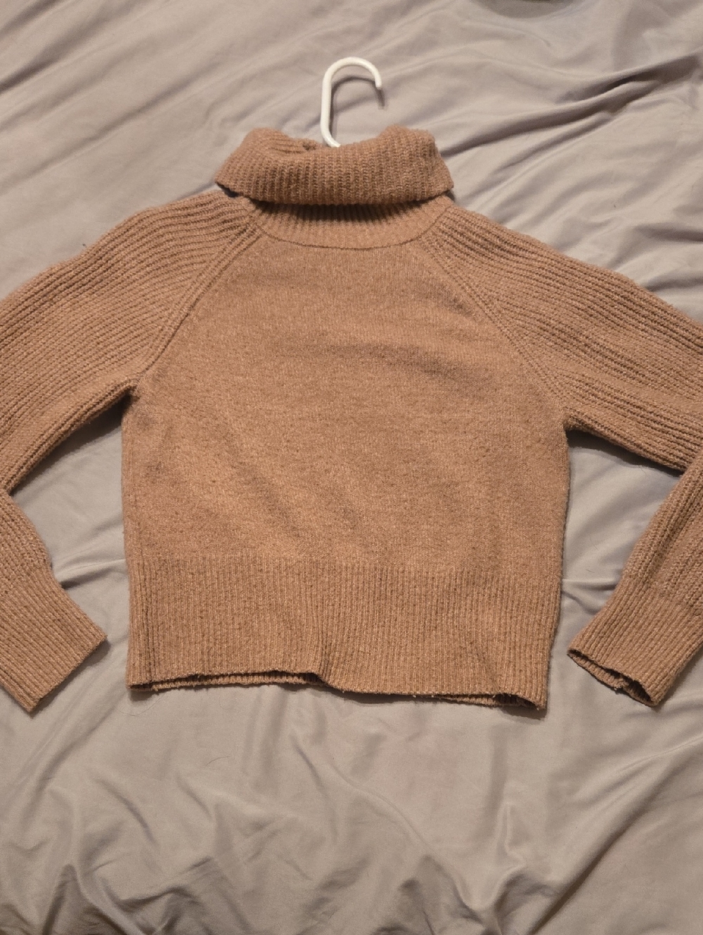 Pink Rose Cropped Camel Turtleneck Sweater